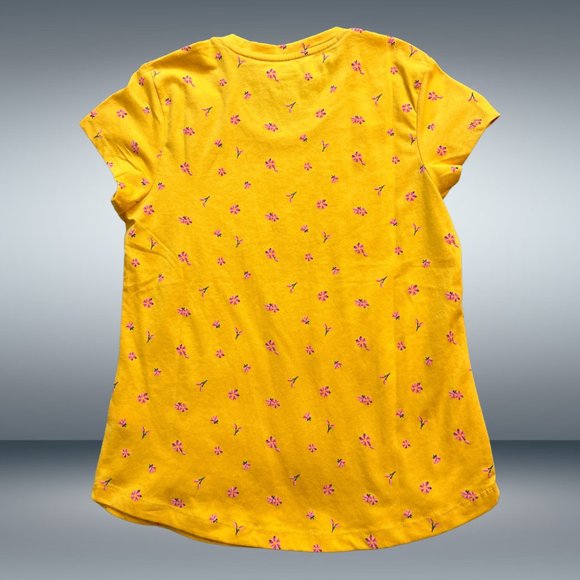 Falls Creek Mustard Yellow Floral Empowered Shirt Sleeved T-Shirt - Tee - Picture 2 of 3